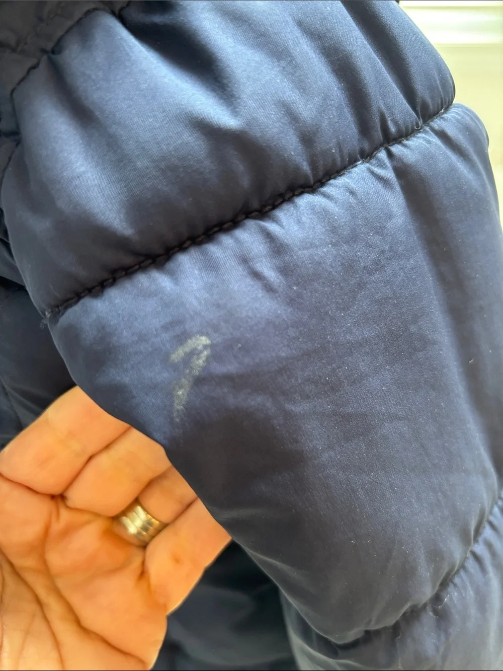 Old Navy Navy Blue Puffer Jacket with Faux-Fur Trim Hood M (8)